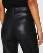 AG JEANS ALEXXIS STRAIGHT FAUX LEATHER JEANS IN SUPER BLACK