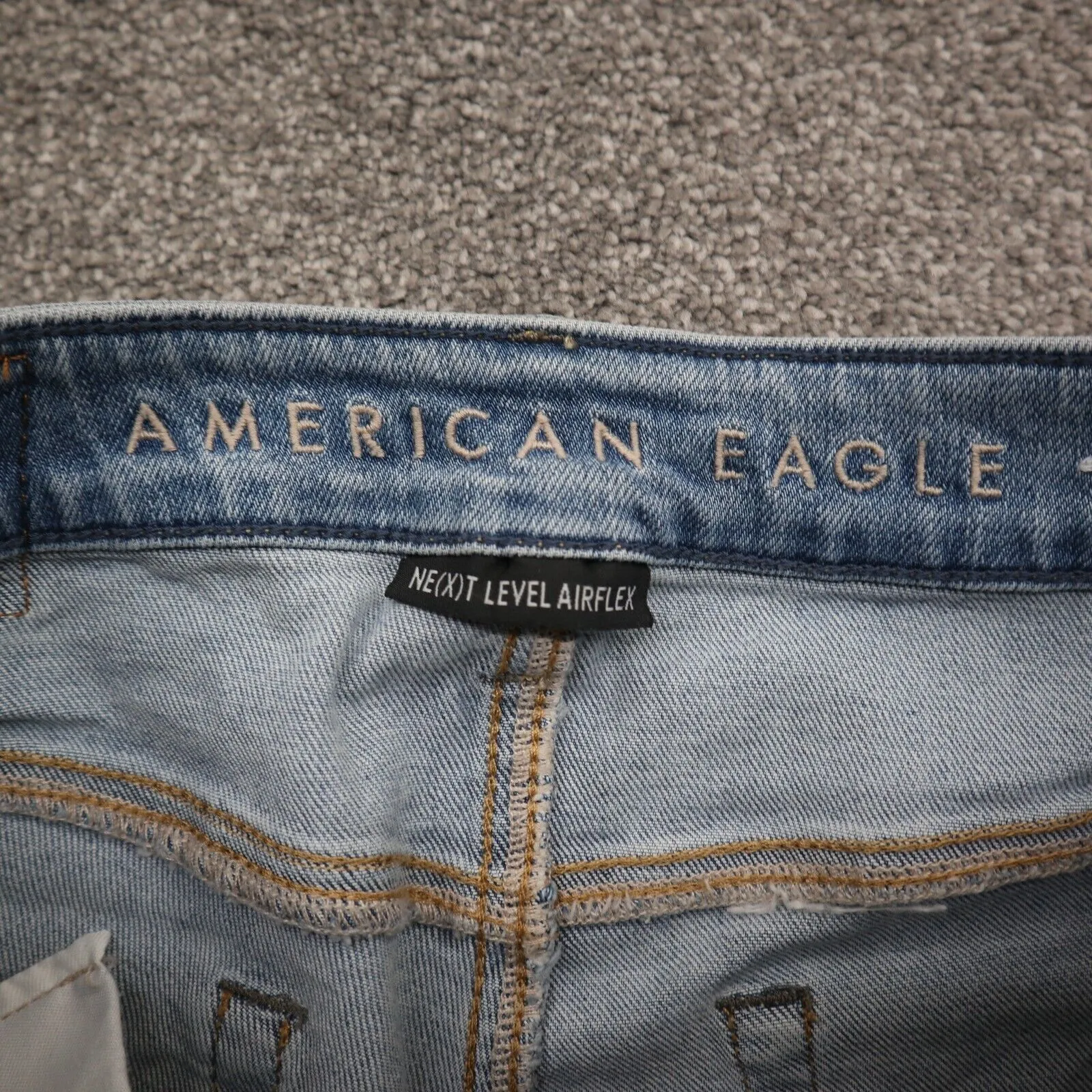 American Eagle Women Jeans Stretch Slim Straight Leg Mid Rise Pockets Blue 30X30