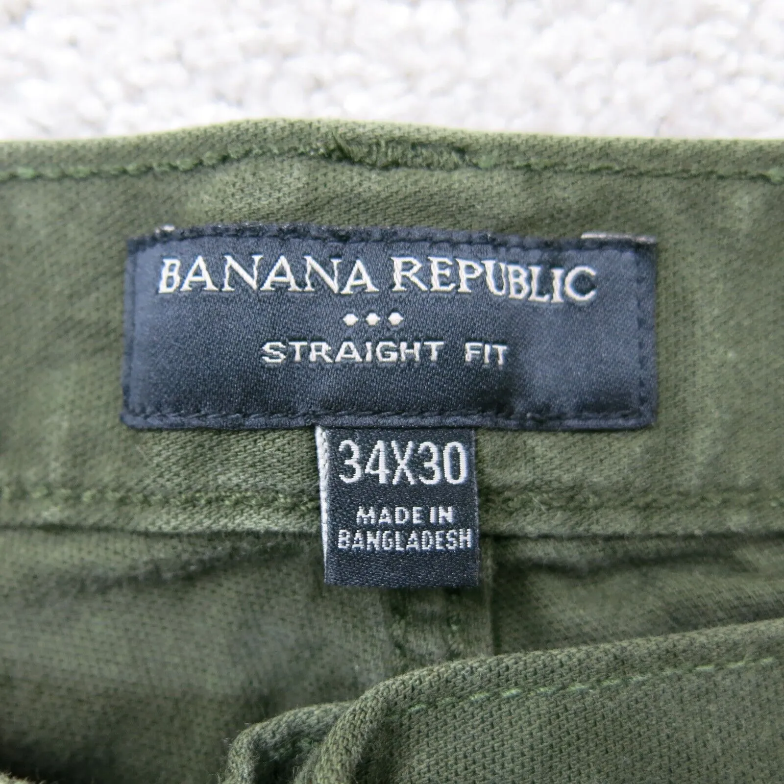 Banana Republic Men Jeans Straight Leg Mid Rise Pockets Olive Green Size W34XL36