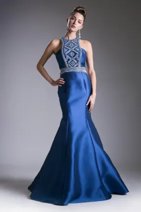 Beaded Halter Mermaid Dress by Cinderella Divine 83789