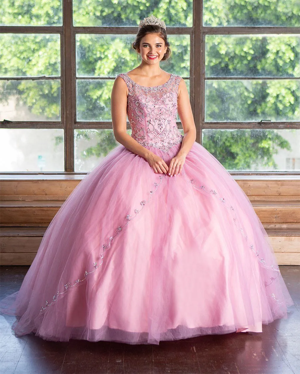 Beaded Illusion Quinceanera Dress by Calla KY77621