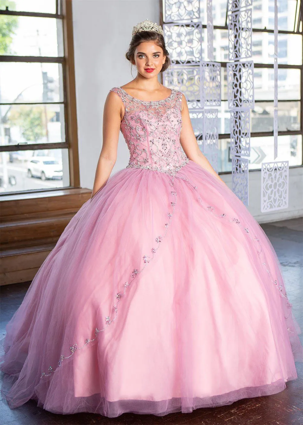 Beaded Illusion Quinceanera Dress by Calla KY77621