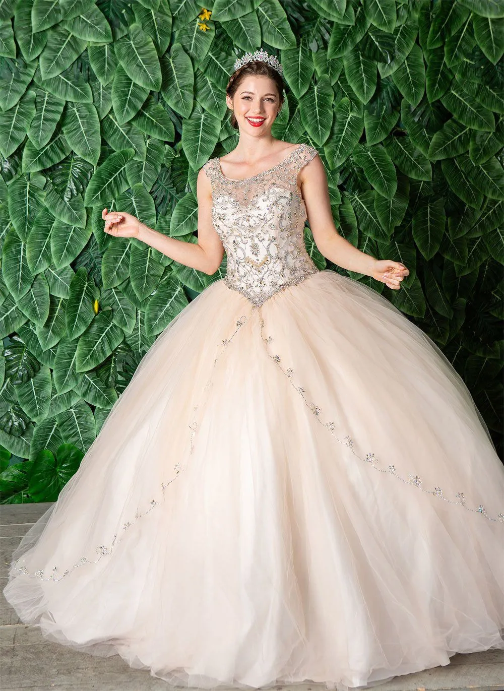 Beaded Illusion Quinceanera Dress by Calla KY77621