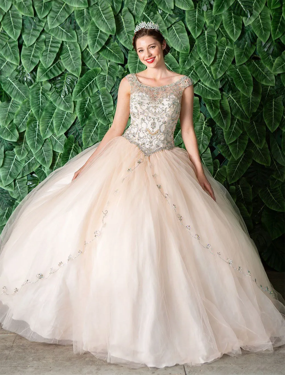 Beaded Illusion Quinceanera Dress by Calla KY77621