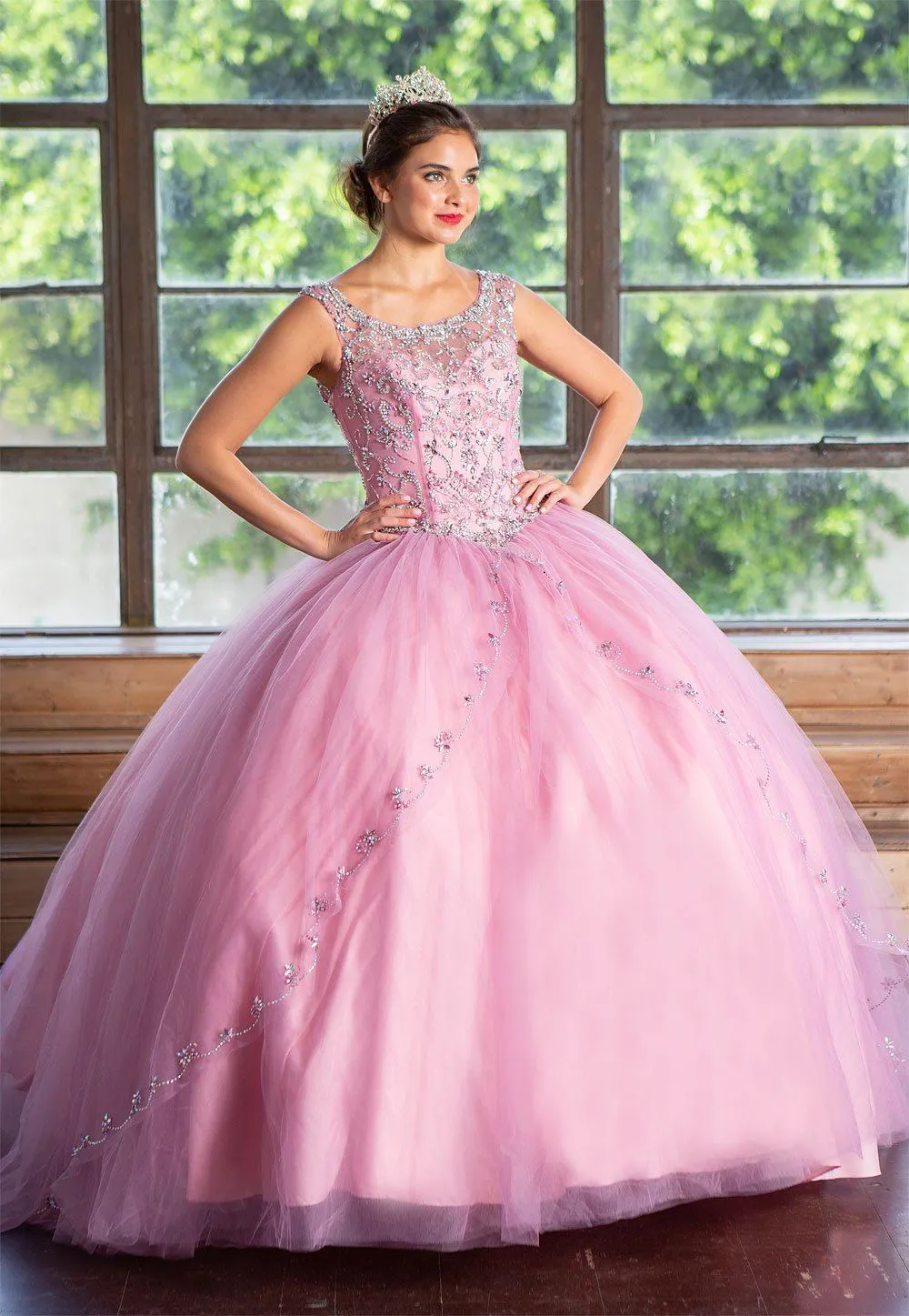 Beaded Illusion Quinceanera Dress by Calla KY77621