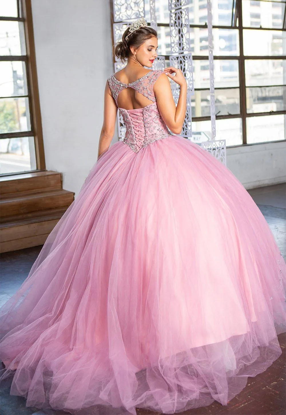 Beaded Illusion Quinceanera Dress by Calla KY77621