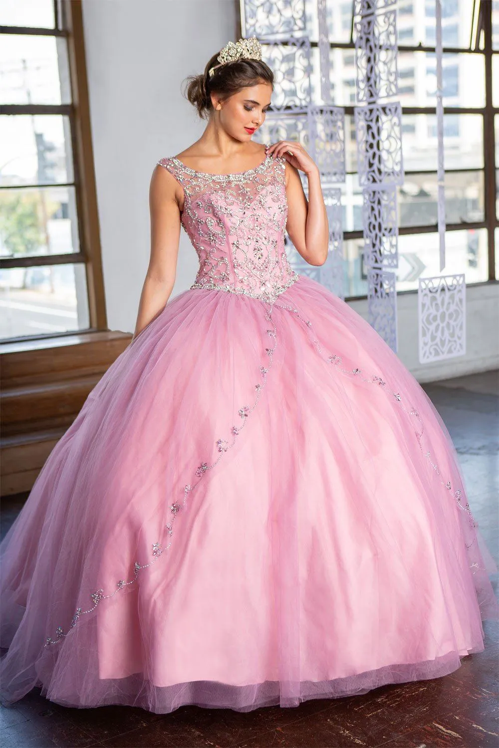 Beaded Illusion Quinceanera Dress by Calla KY77621