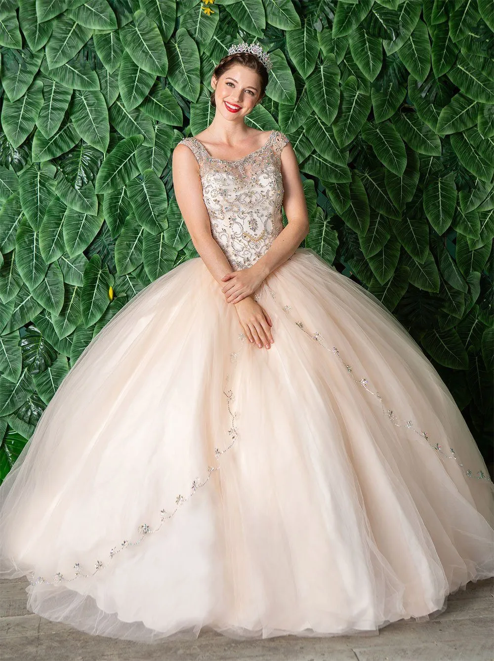 Beaded Illusion Quinceanera Dress by Calla KY77621