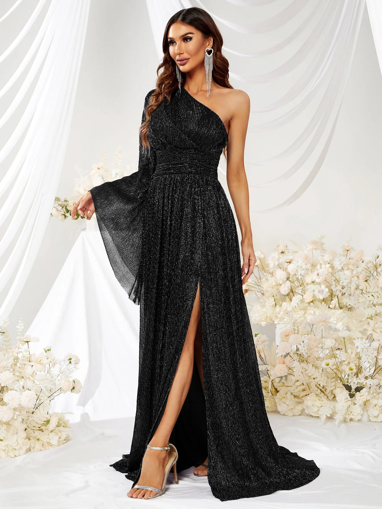 Black One Shoulder Maxi Dress