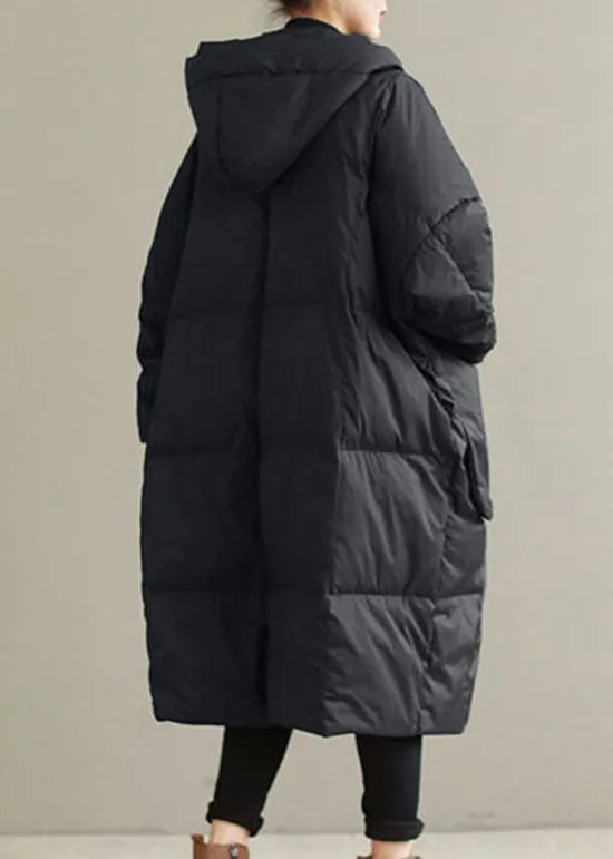 Black warm Duck Down Winter Coats Zip Up Winter