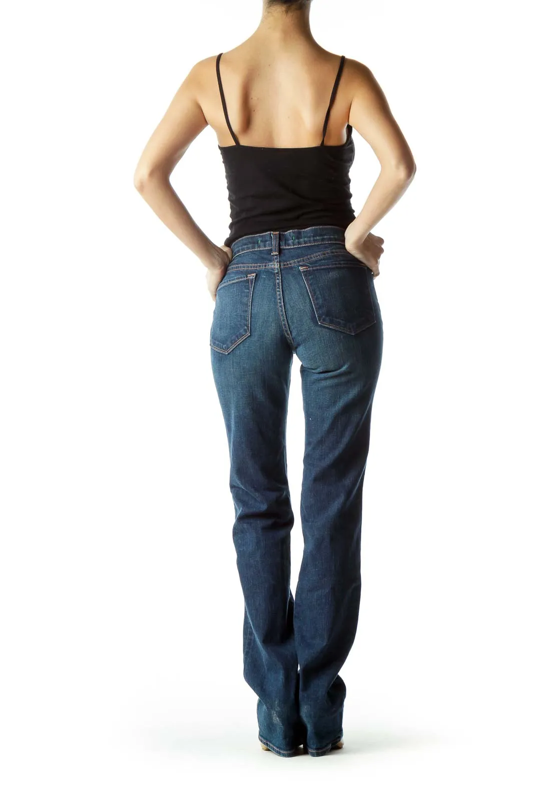 Blue Denim Straight Leg Pants