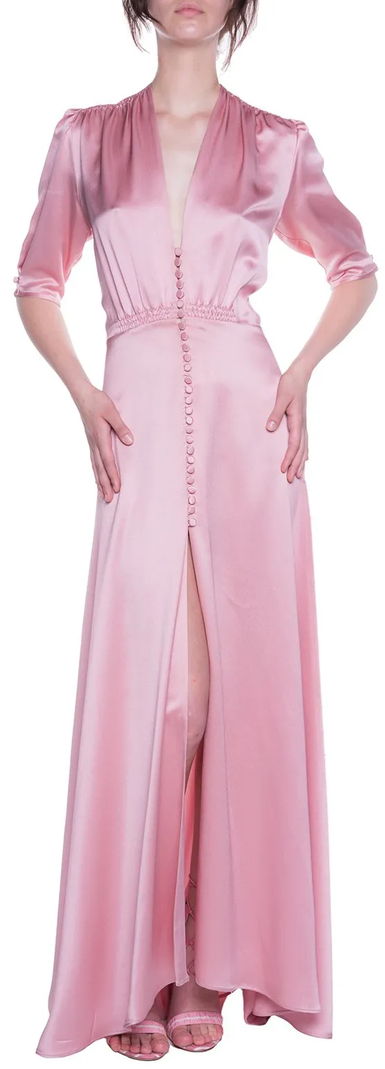 'Bottoncino' Satin Pink Dress