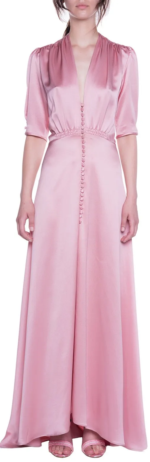 'Bottoncino' Satin Pink Dress