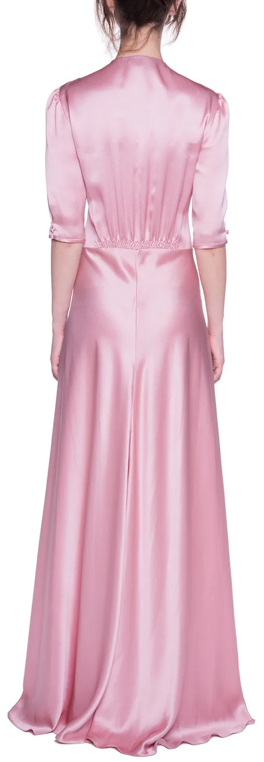 'Bottoncino' Satin Pink Dress