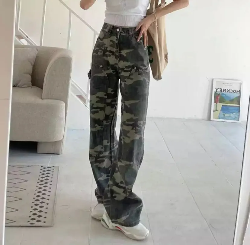 Camouflage Straight Leg Jeans