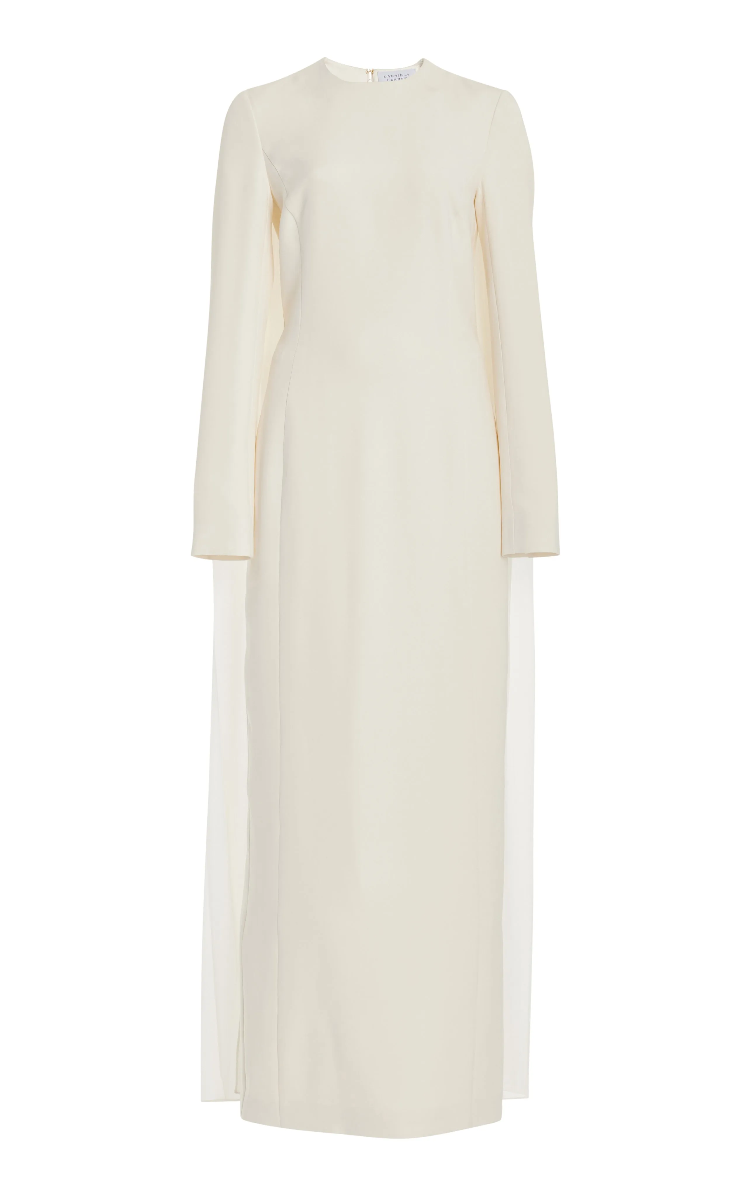 Carlota Draped Maxi Gown in Ivory Silk Wool Cady