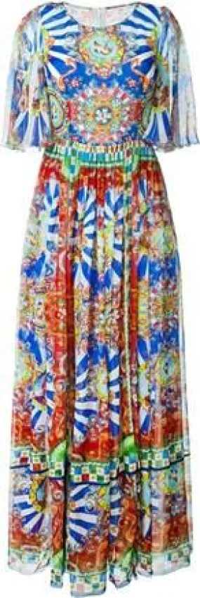 'Carretto' Sicilano Print Maxi Dress