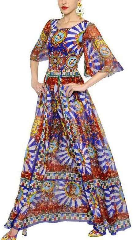 'Carretto' Sicilano Print Maxi Dress