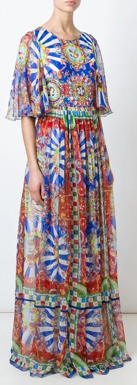 'Carretto' Sicilano Print Maxi Dress