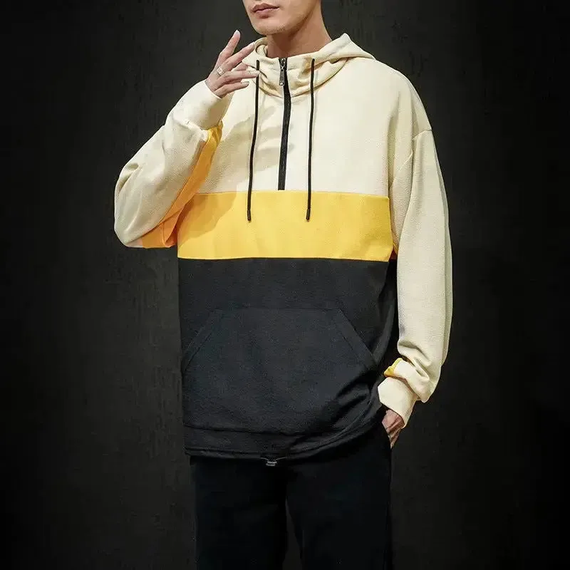 Casual Hooded Pullover Stitching Sweater Hoodie