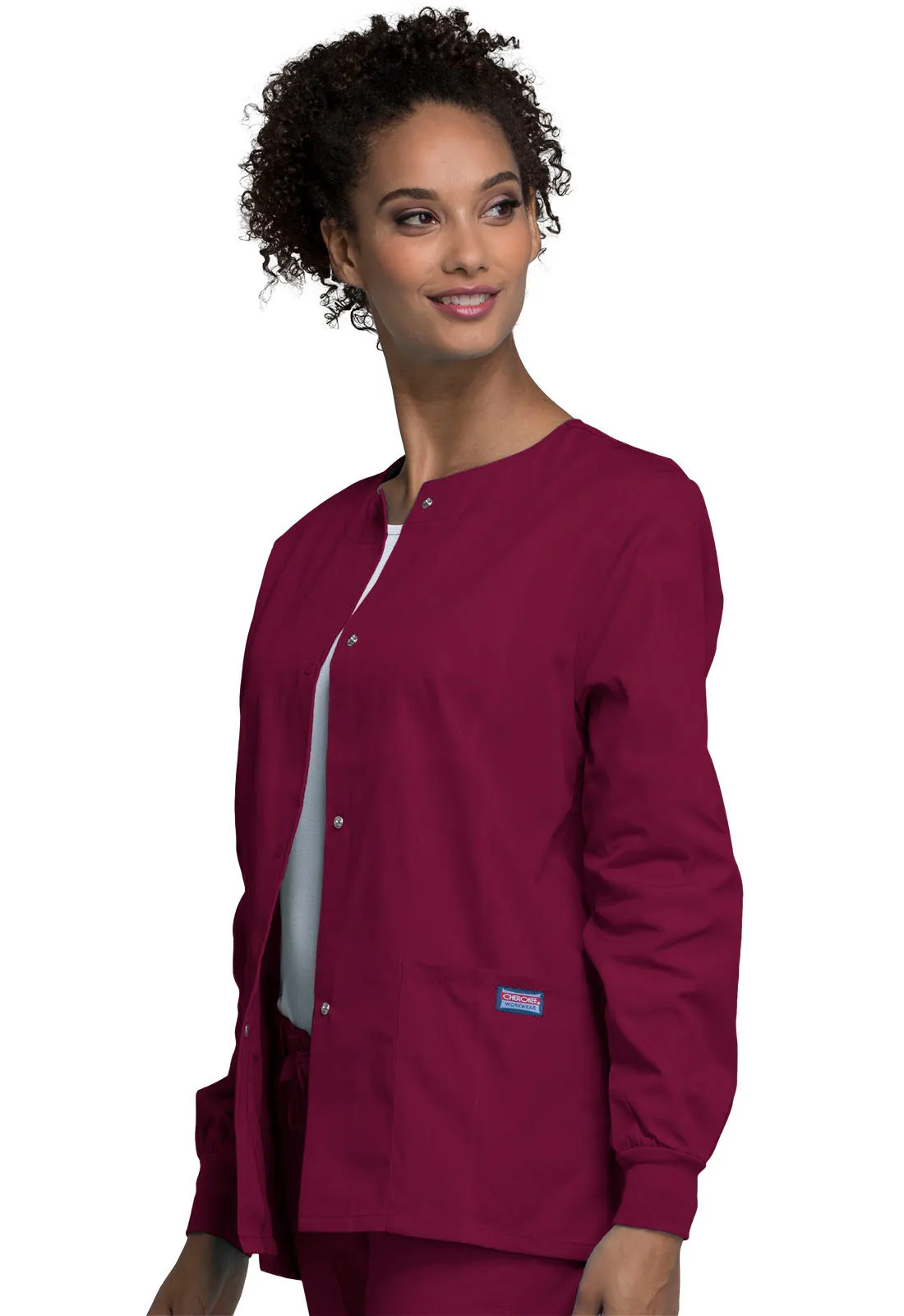 Cherokee Workwear Snap Front Warm-Up Scrub Jacket