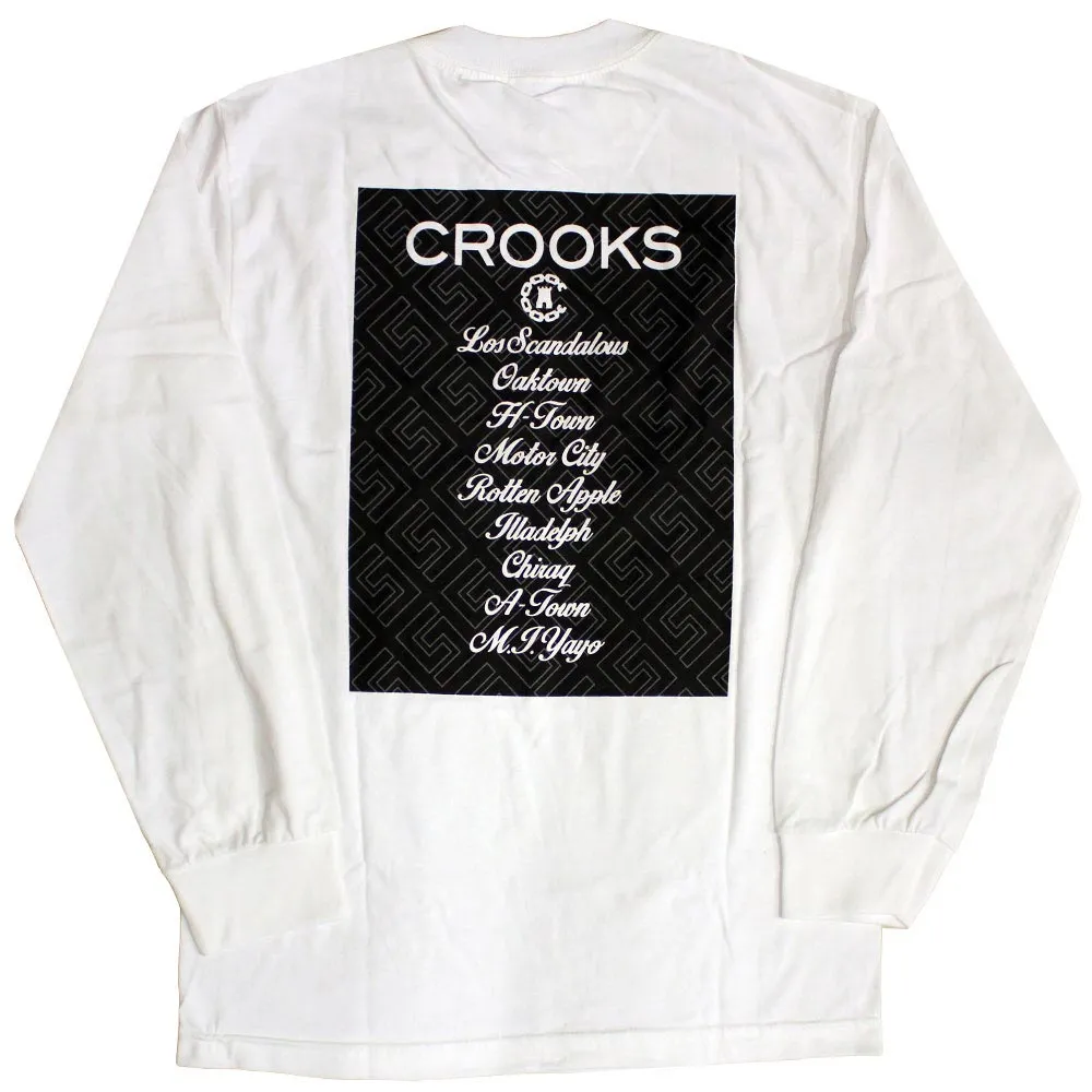 Crooks & Castles Blockade Long Sleeve Crew T-shirt White