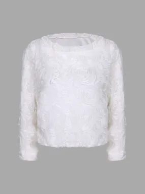 Custom Long Sleeve Flower Pattern White T-Shirts