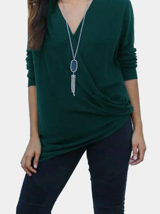 Custom V-Neck Long Sleeve Green T-Shirts