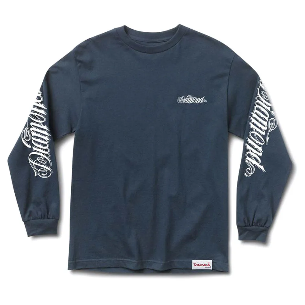 Diamond Supply Co Diamond Giant Script Long Sleeve T-shirt Navy