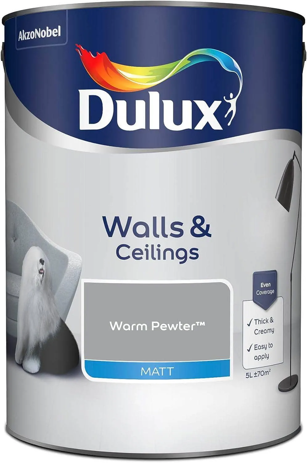 Dulux Matt Emulsion 5L - Warm Pewter