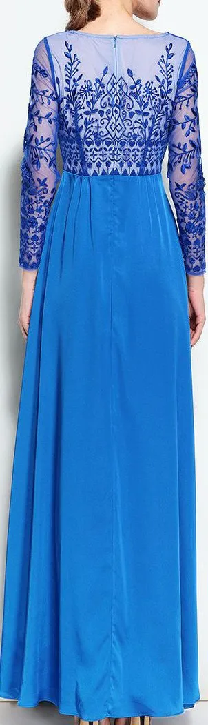 Embroidered Lace-Top Gown