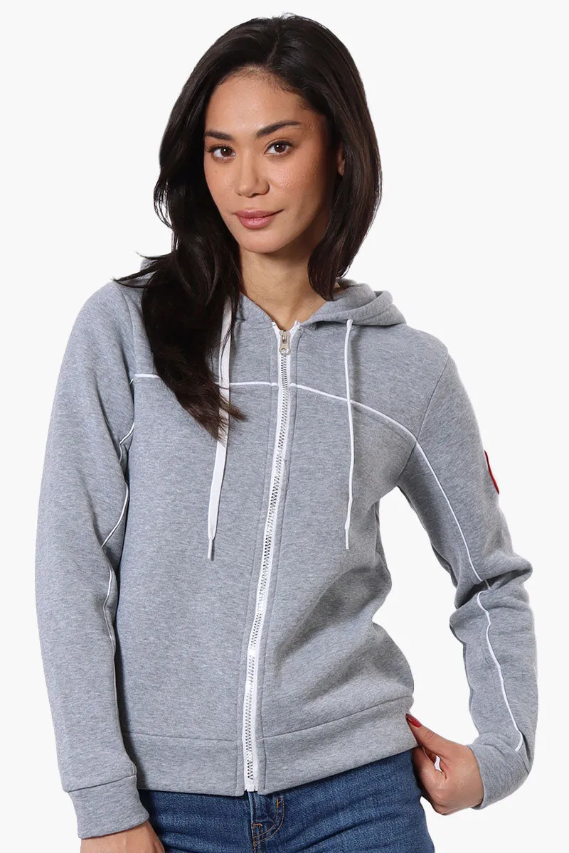 Fahrenheit Piping Detail Zip Up Hoodie - Grey