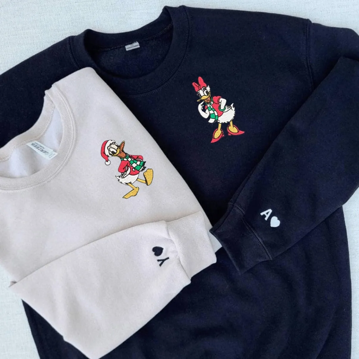 Festive Duck Couple Sweatshirts - Custom Embroidered Matching Couple Hoodies