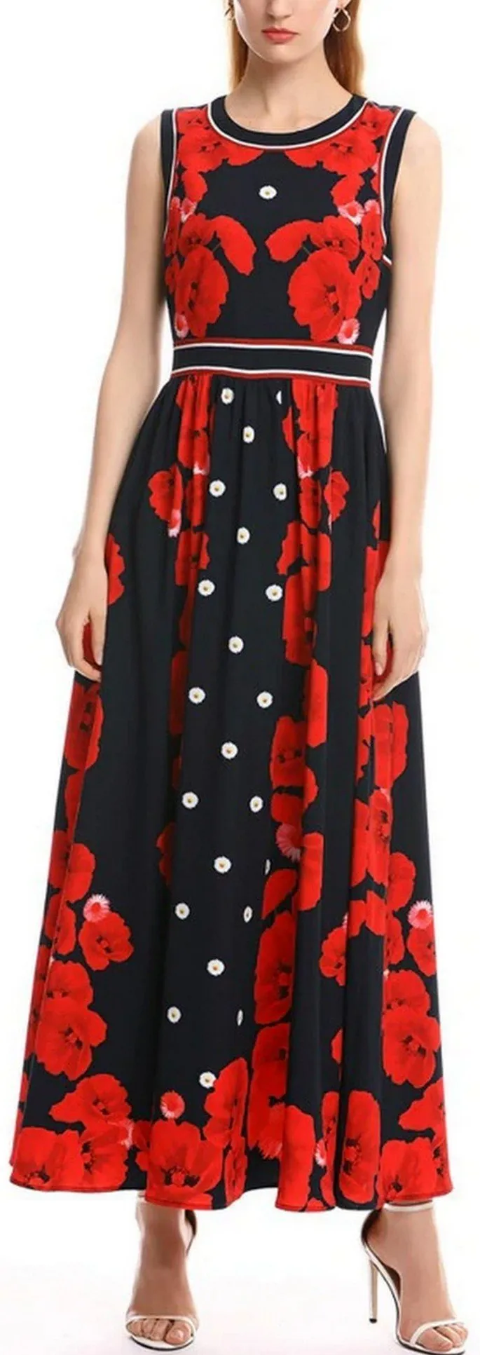 Floral Print Sleeveless Maxi Dress