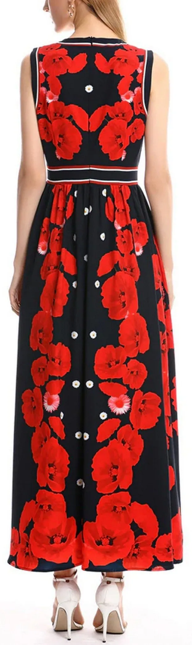 Floral Print Sleeveless Maxi Dress