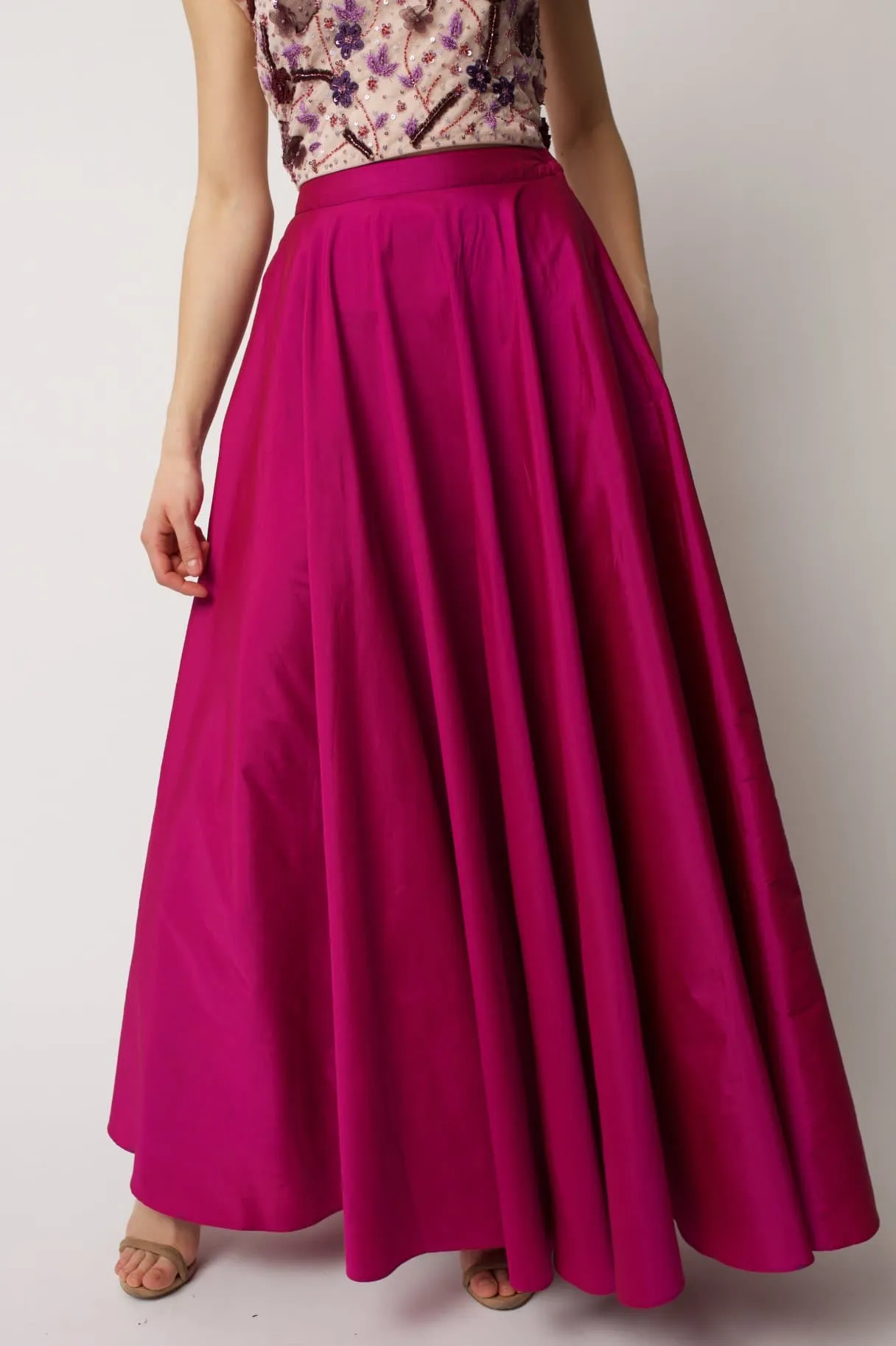 Fuchsia Taffeta Maxi Skirt