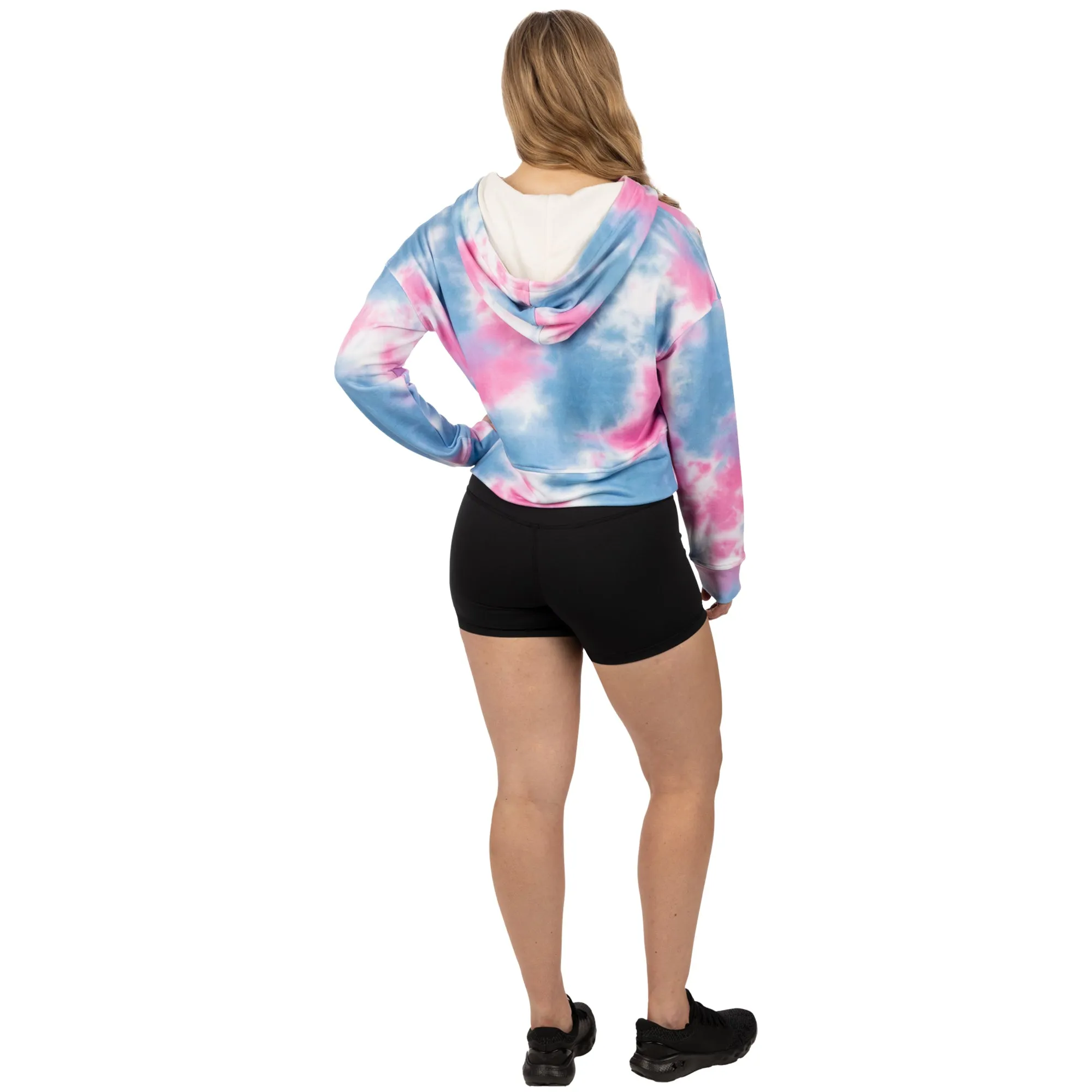 FXR  Womens Balance Cropped Pullover Hoodie Pink-Blue Dye