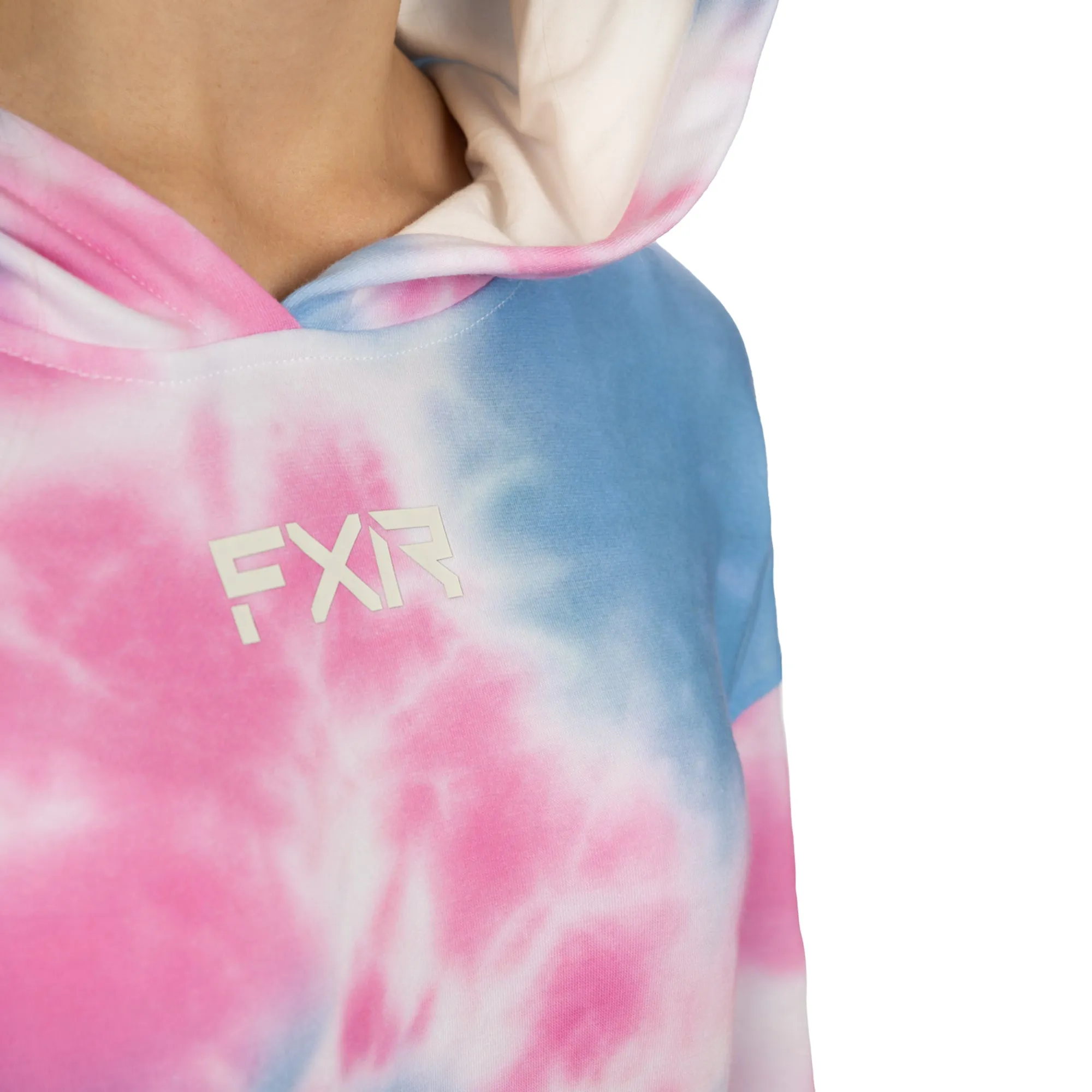 FXR  Womens Balance Cropped Pullover Hoodie Pink-Blue Dye