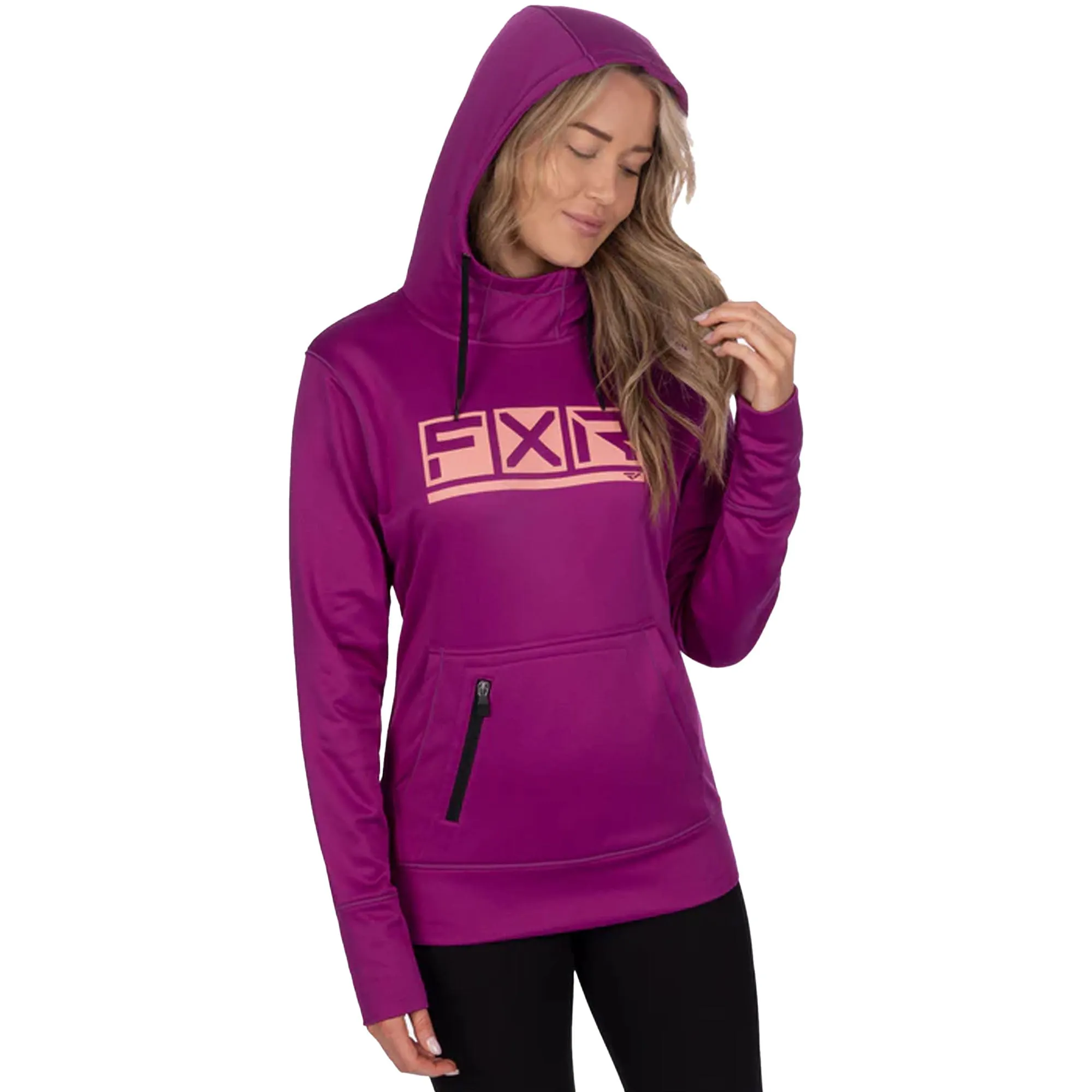 FXR Womens Podium Tech Pullover Hoodie Light Wine/Melon