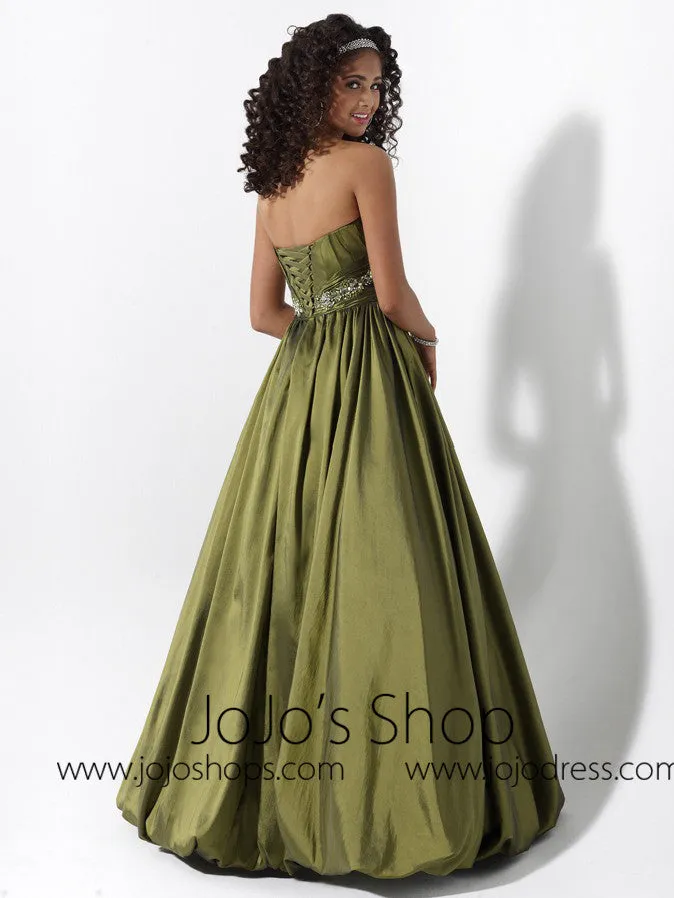 Green Ball Gown Bubble Hem Formal Graduation Prom Evening Dress HB2016C