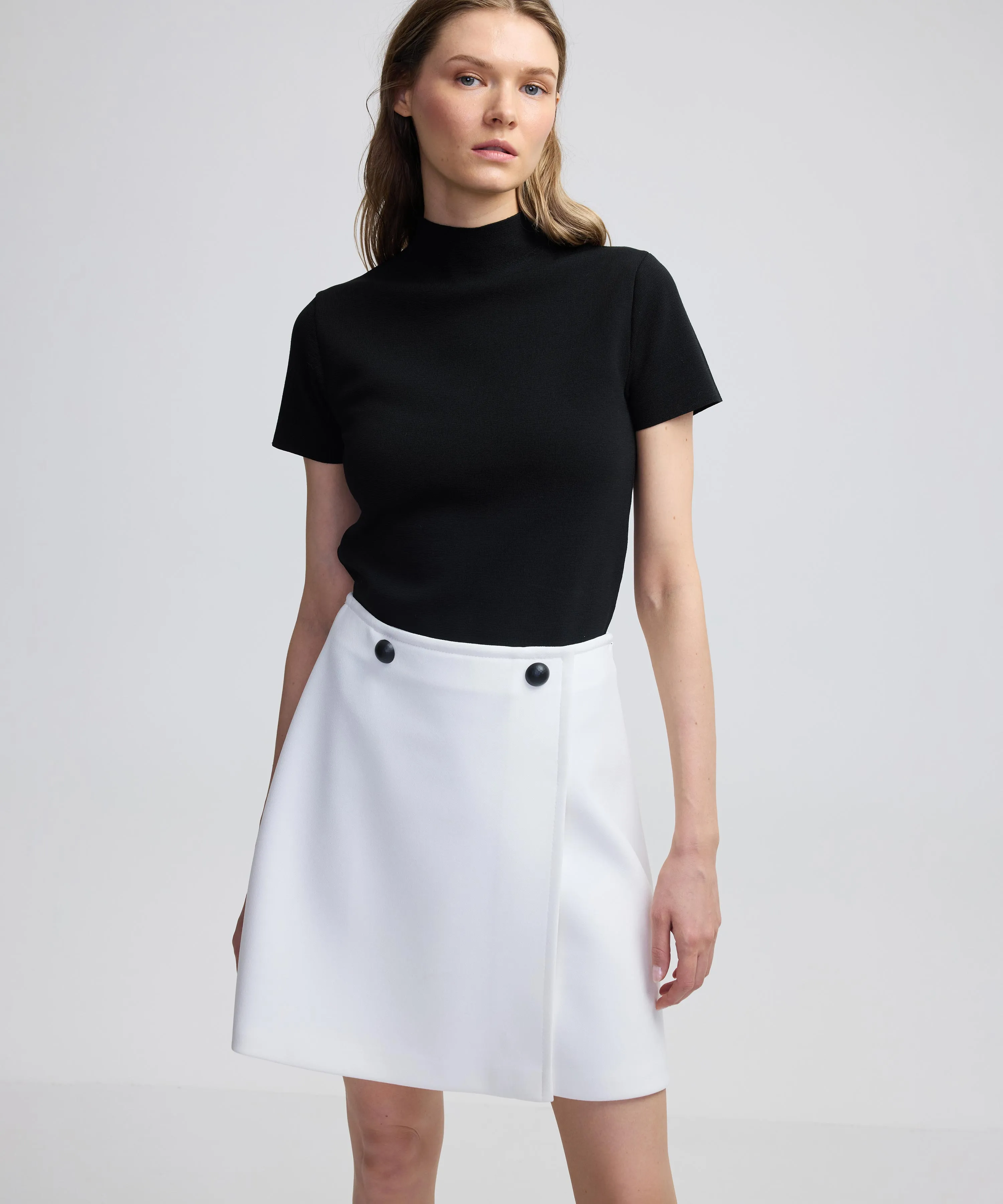 Ipekyol Contrast Buttoned Mini Skirt Ecru