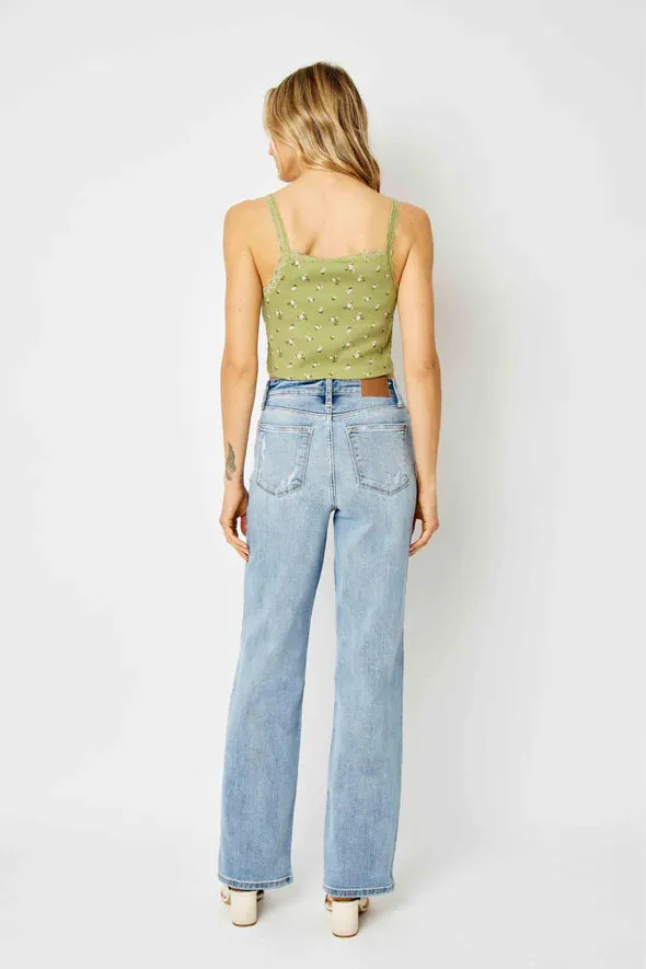 JUDY BLUE HW STRAIGHT LEG JEANS