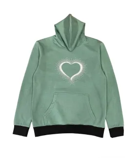 Light Green Heart Hoodie For Her