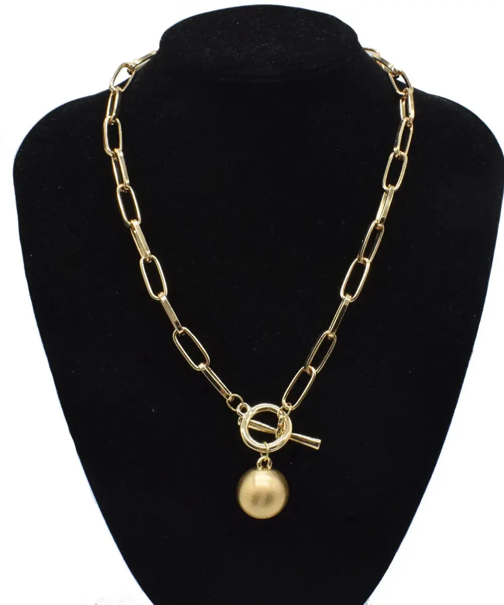 Loose Silk Metal Ball Pendant Necklace ML1247