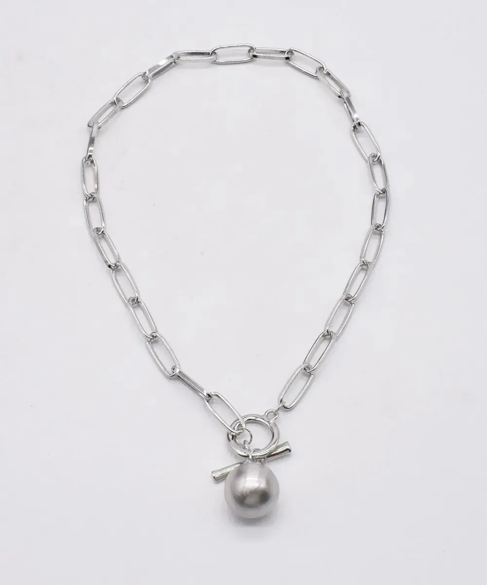 Loose Silk Metal Ball Pendant Necklace ML1247