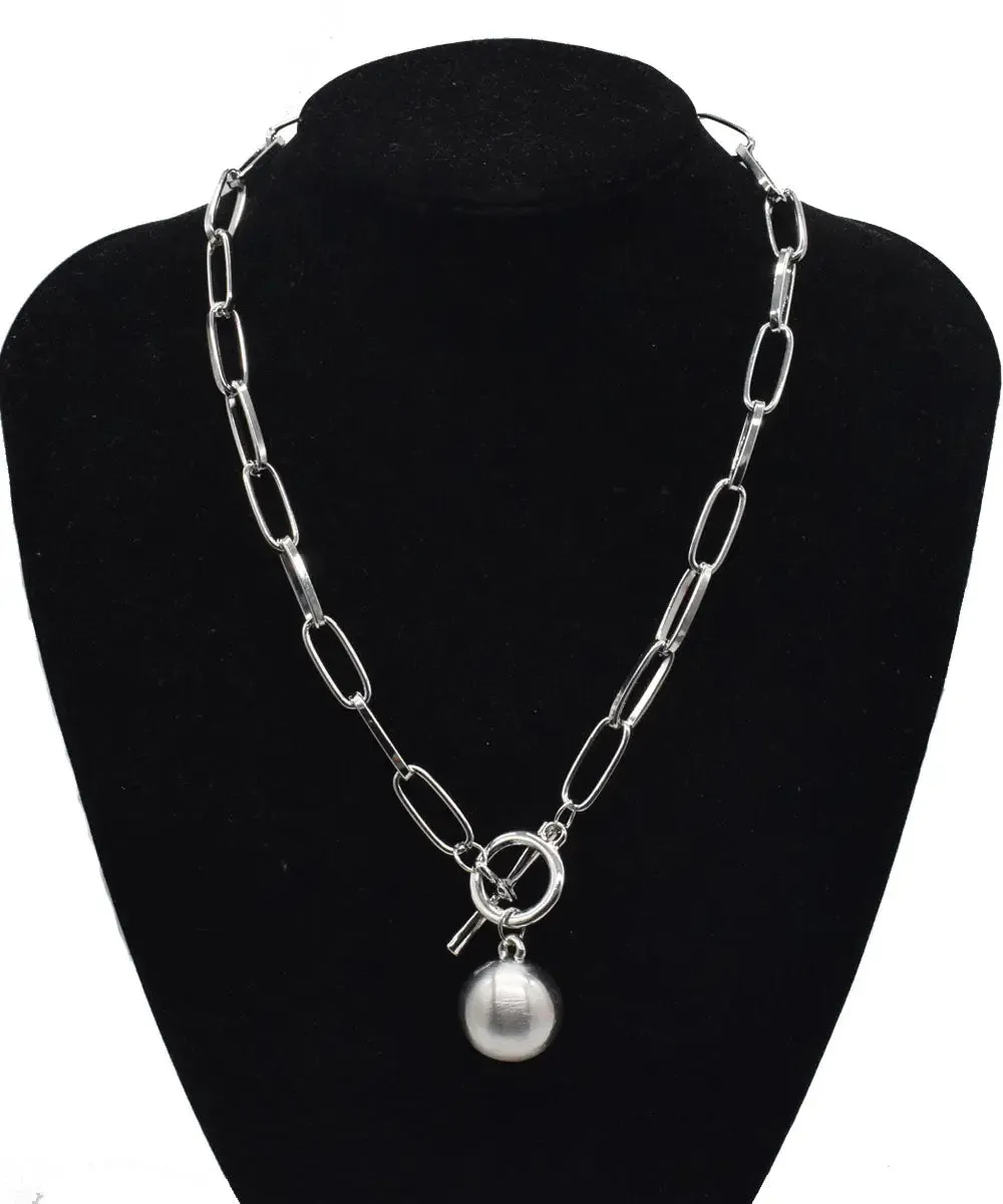 Loose Silk Metal Ball Pendant Necklace ML1247