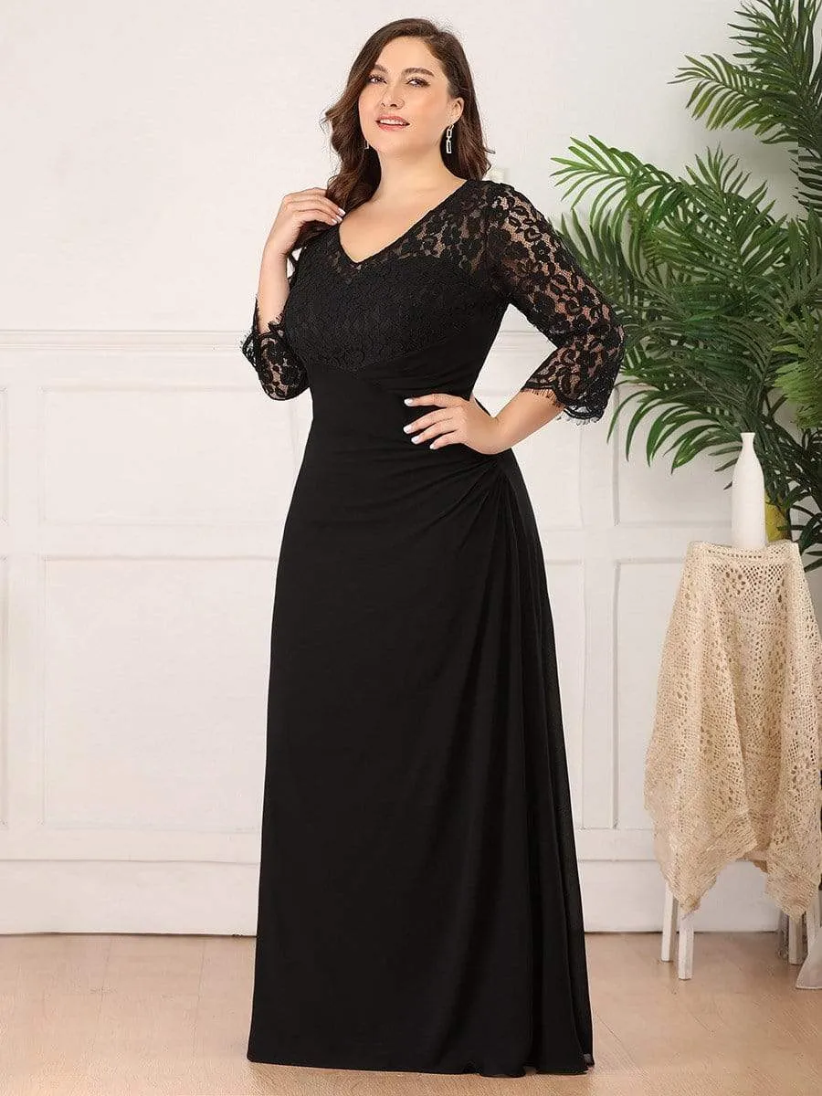 Maxi Long Elegant Plus Size Evening Gowns for Women with Long Sleeve