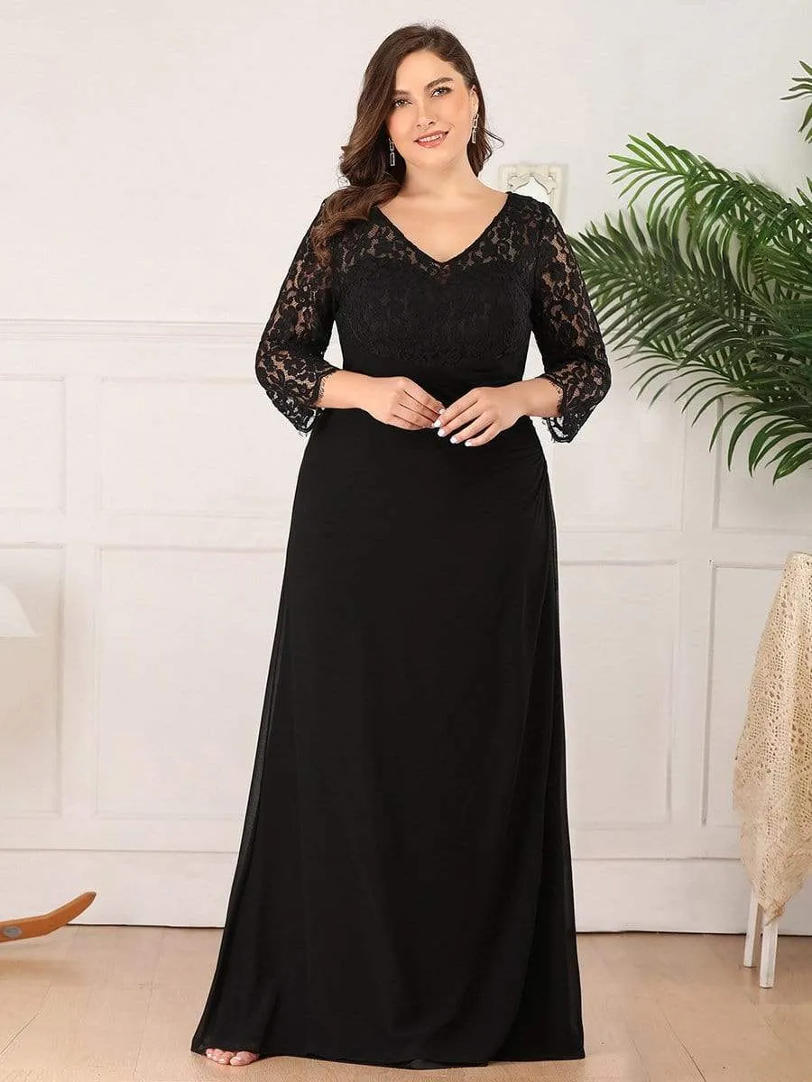 Maxi Long Elegant Plus Size Evening Gowns for Women with Long Sleeve