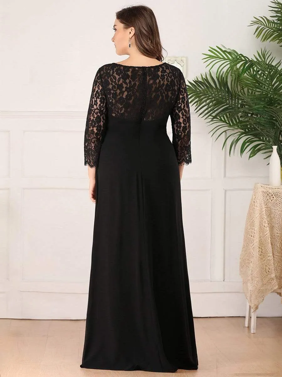 Maxi Long Elegant Plus Size Evening Gowns for Women with Long Sleeve