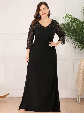 Maxi Long Elegant Plus Size Evening Gowns for Women with Long Sleeve